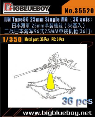 1/350 WWII IJN Type 96 25mm Single MG (36 pcs)