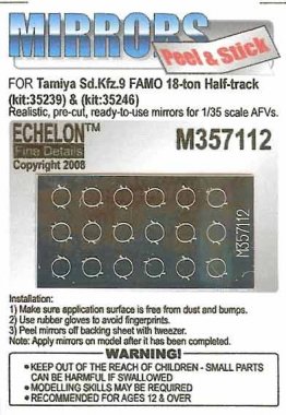 1/35 Sd.Kfz.9 Famo 18 ton Half-Track Mirrors for Tamiya