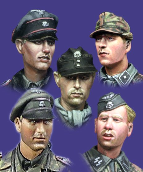 1/35 WWII German WSS Panzer Crew Heads Set #1 - Click Image to Close