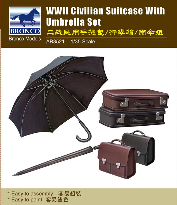 1/35 WWII Civilian Suitcase with Umbrella Set - Click Image to Close