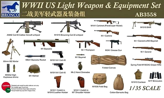 1/35 WWII US Light Weapon & Equipment Set - Click Image to Close