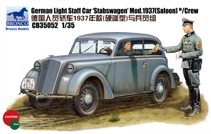 1/35 Opel Olympia Modello 1937 (Saloon) "Stabswagen" w/2 Figures - Click Image to Close