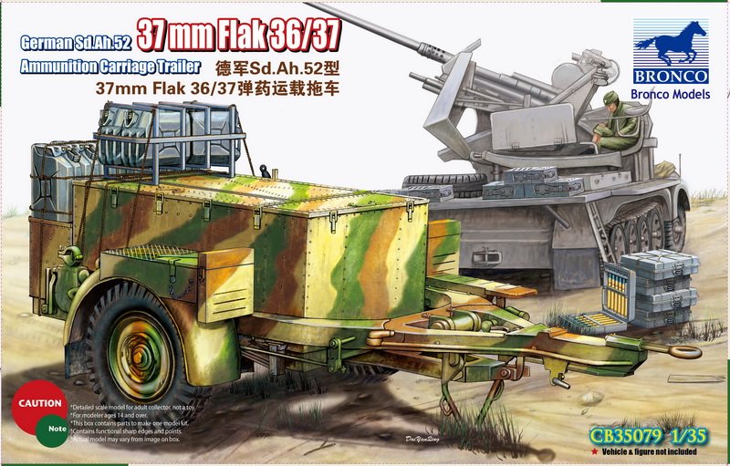 1/35 German Sd.Ah.52 37mm Flak Ammunition Carriage Trailer - Click Image to Close