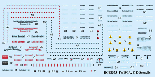 1/48 Fw190A, F, D Airframe Stencils - Click Image to Close