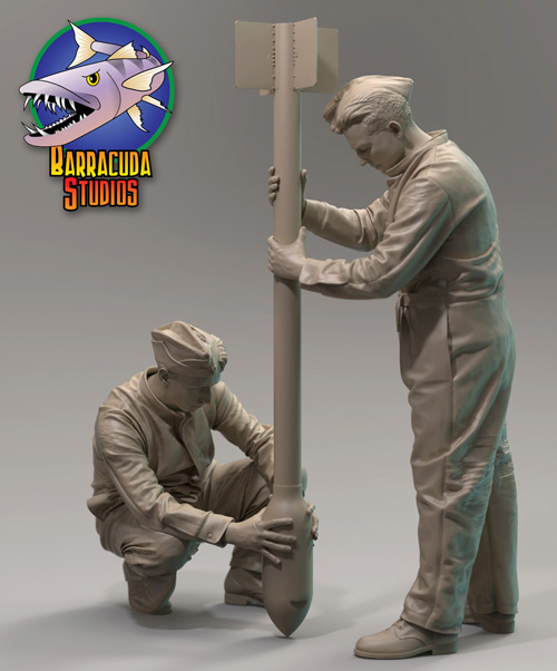 1/24 RAF Groundcrew Assembling Rocket - Click Image to Close