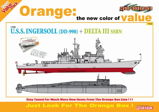 1/700 USS Ingersoll (DD-990) + Delta III SSBN - Click Image to Close