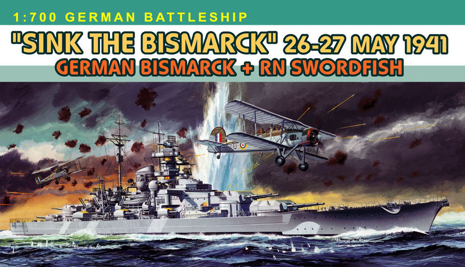 1/700 "Sink the Bismarck" 1941, German Bismarck + RN Swordfish - Click Image to Close