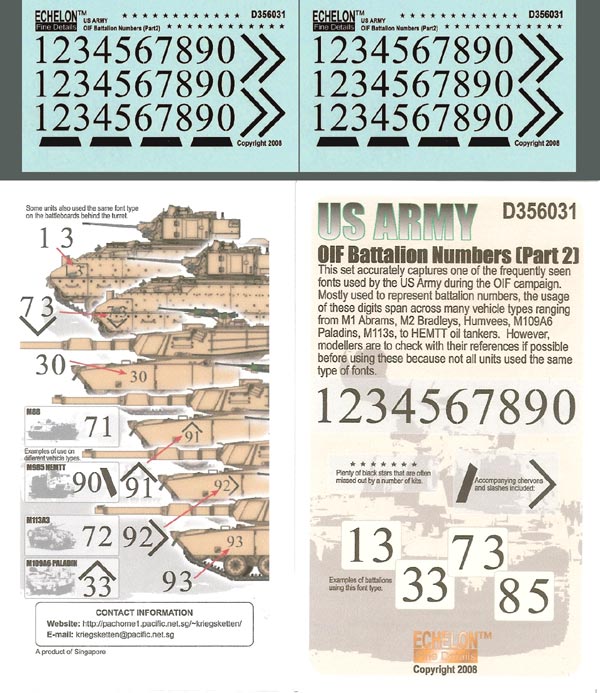 1/35 US Army OIF Battalion Numbers (Part.2) - Click Image to Close