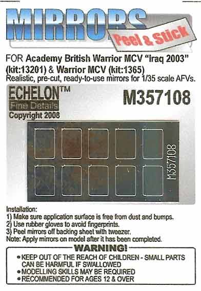 1/35 British Warrior MCV Mirrors for Academy - Click Image to Close