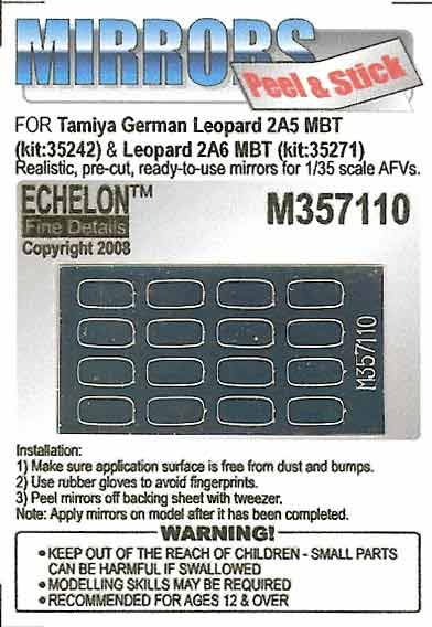 1/35 German Leopard 2 A5/A6 MBT Mirrors for Tamiya - Click Image to Close