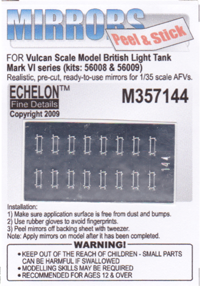 1/35 British Light Tank Mark VI Mirrors for Vulcan Scale Models - Click Image to Close