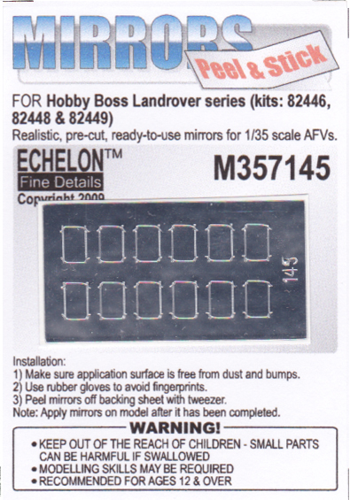 1/35 Land Rover Series Mirrors for Hobby Boss - Click Image to Close