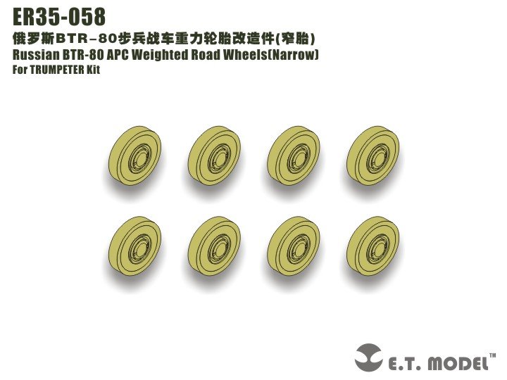 1/35 Russian BTR-80 APC Weighted Narrow Type Wheels (8 pcs) - Click Image to Close