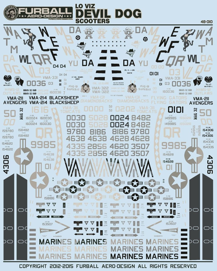 1/48 Douglas A-4 Skyhawk, Lo Viz Devil Dog Scooters - Click Image to Close