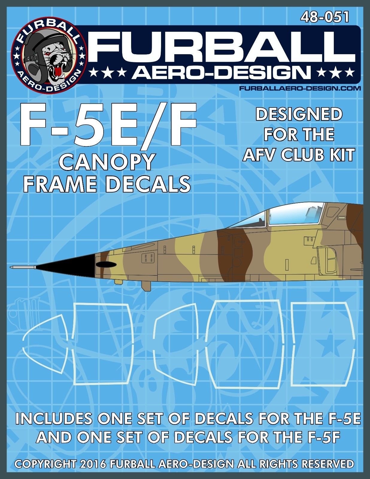 1/48 F-5E Tiger II Canopy Frame Decals for AFV Club - Click Image to Close