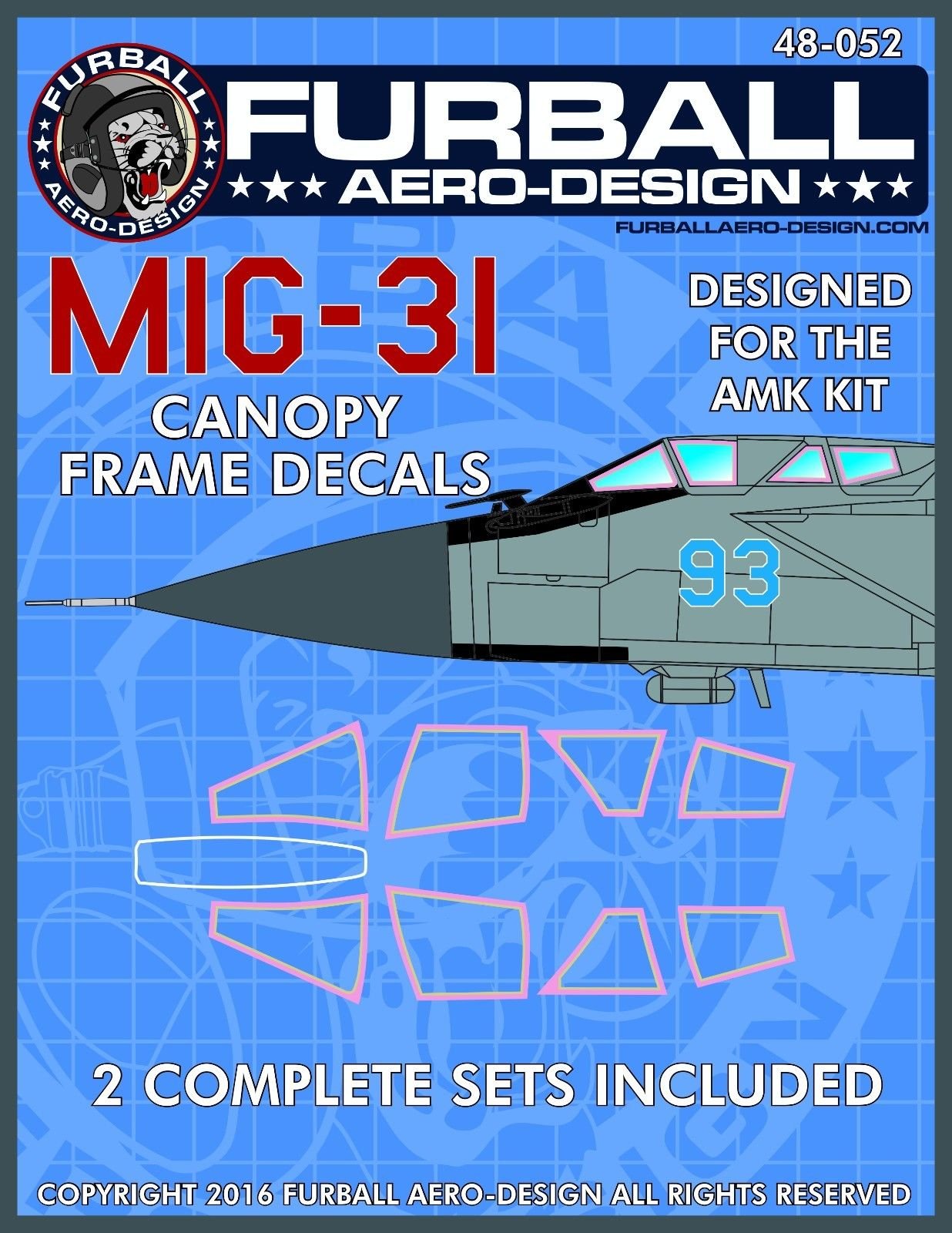 1/48 MiG-31 Canopy Frame Decals for AMK - Click Image to Close