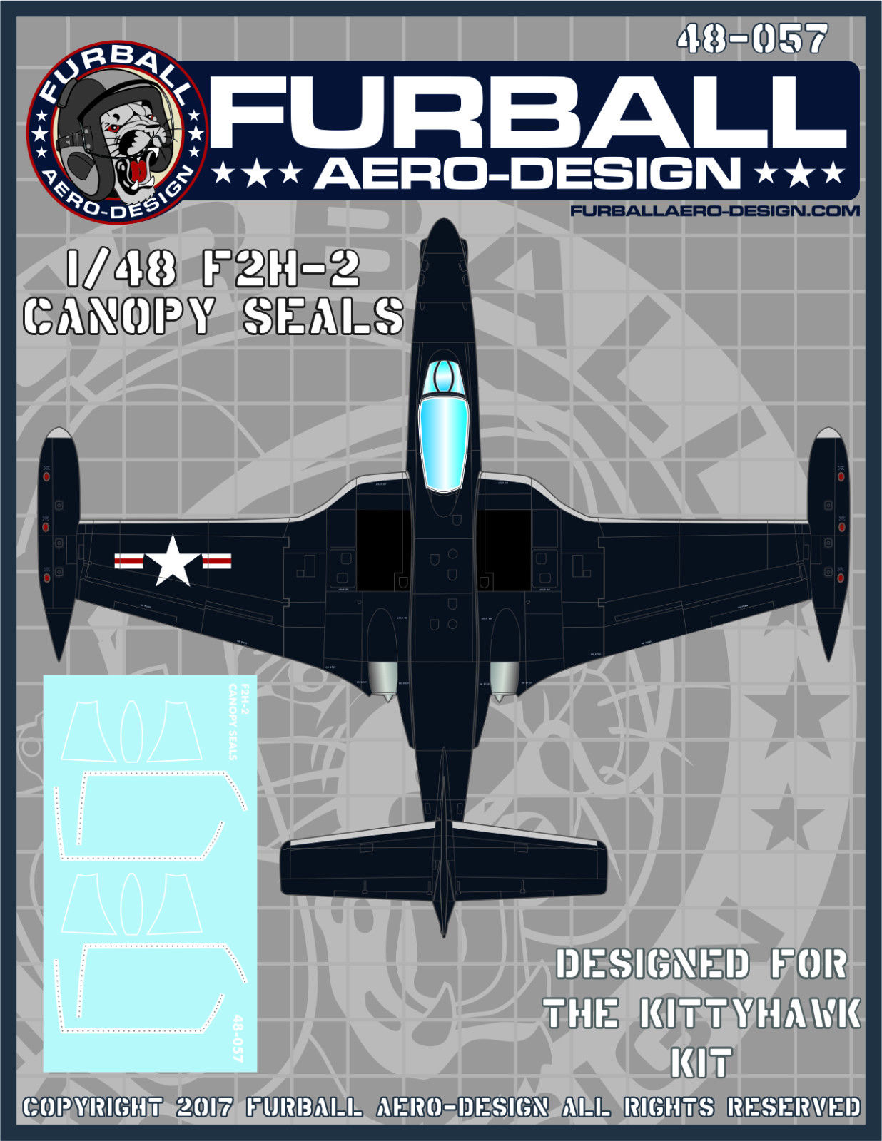 1/48 F2H-2 Banshee Canopy Frame Decals for Kitty Hawk - Click Image to Close