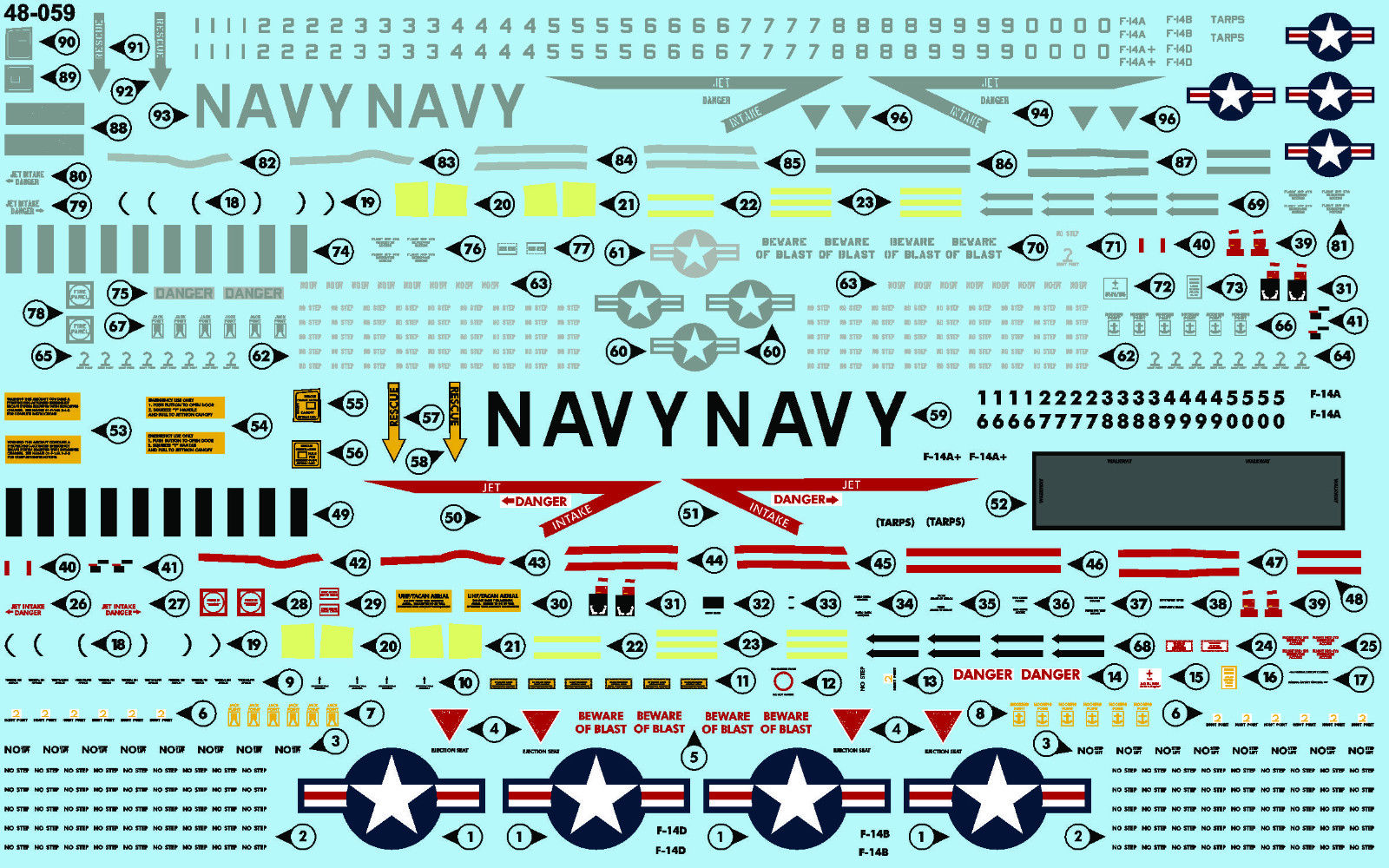 1/48 F-14 Tomcat Stencil & Data - Click Image to Close