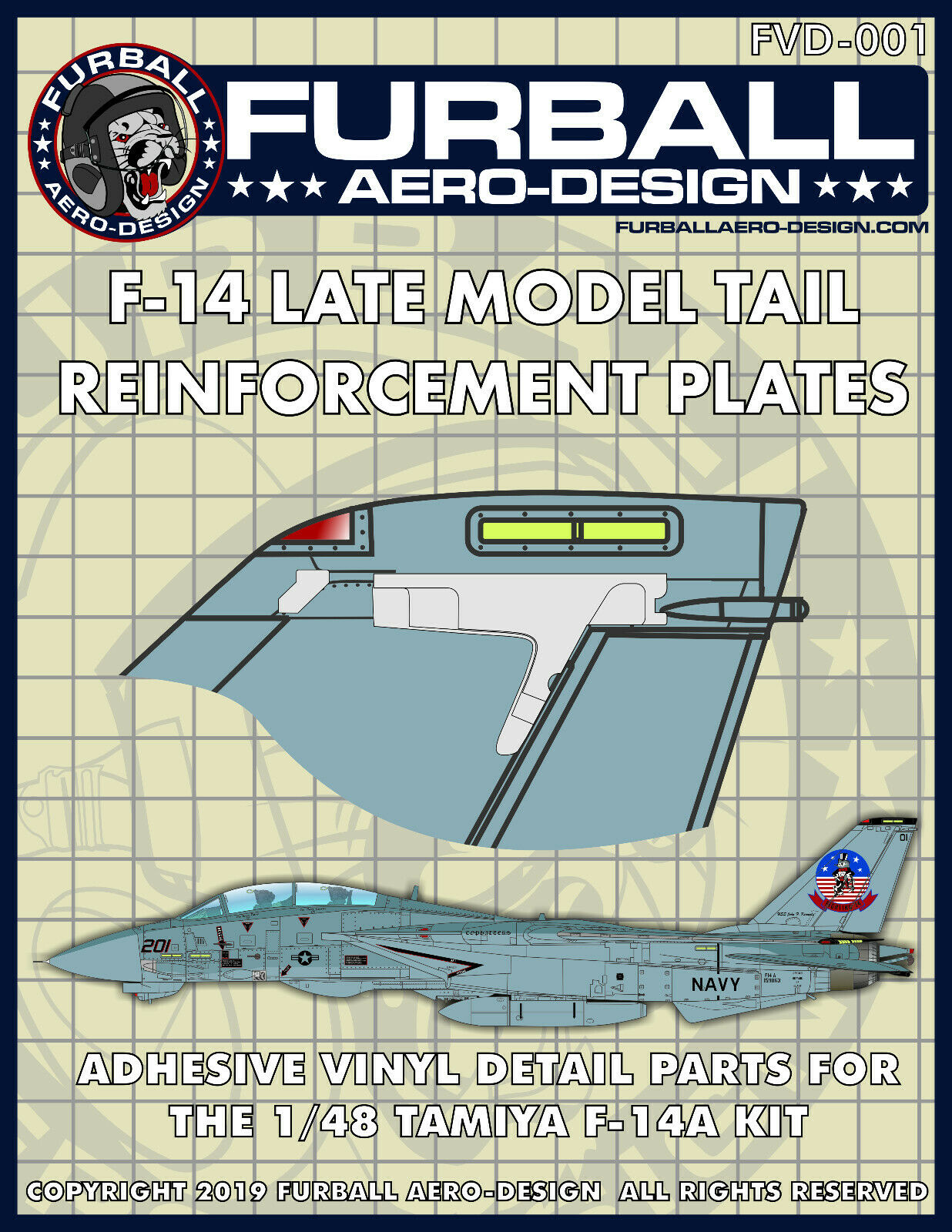 1/48 Vinyl Adhesive F-14A Late Tail Stiffener Plates for Tamiya - Click Image to Close