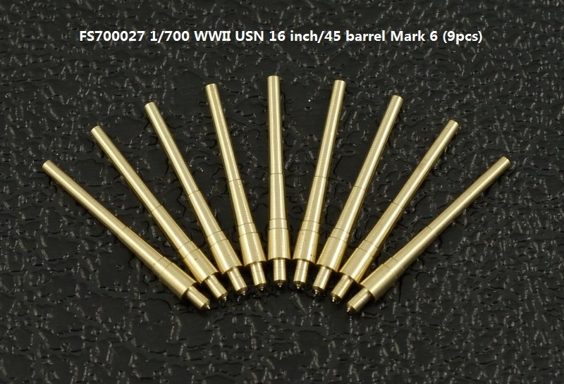 1/700 WWII USN 16 inch L/45 Mark.6 Barrels (9 pcs) - Click Image to Close