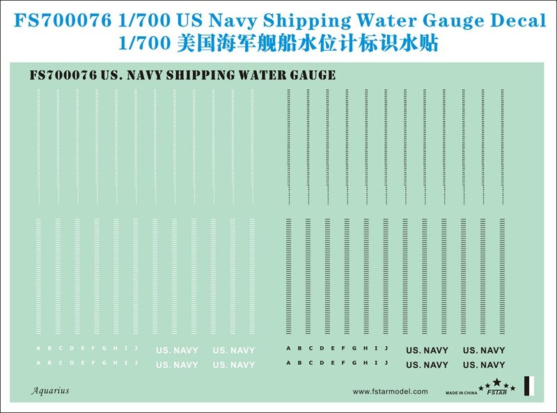 1/700 US Navy Shipping Water Gauge Decal - Click Image to Close