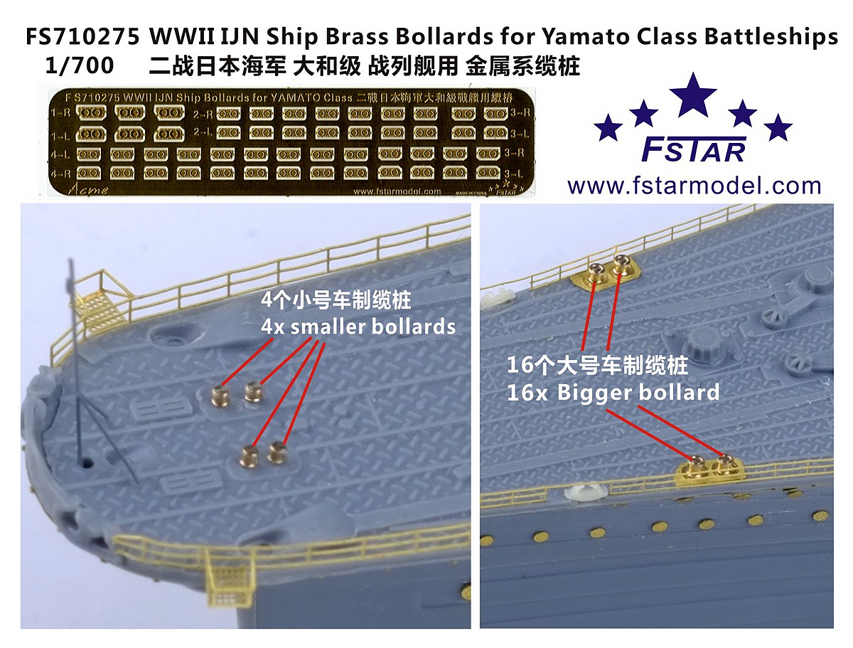 1/700 IJN Ship Brass Bollards for Yamato Class (20 pcs) - Click Image to Close