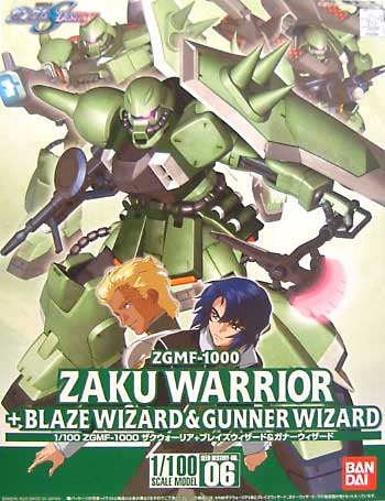 HG 1/100 ZGMF-X1000 Zaku Warrior + Blaze Wizard & Gunner Wizard - Click Image to Close