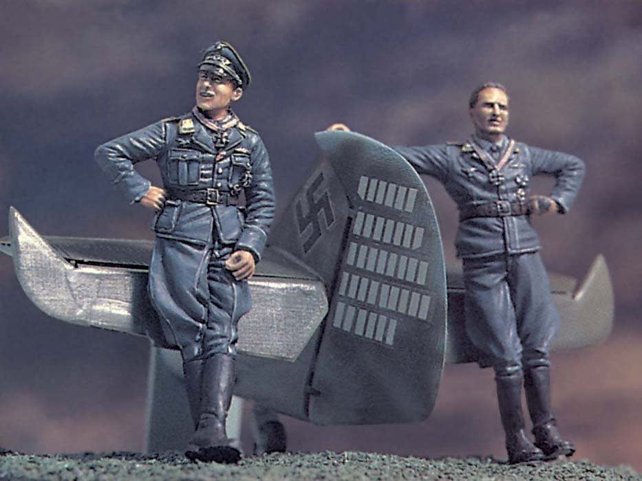 1/35 German Ace w/ Bf109 Tail & Base - Click Image to Close