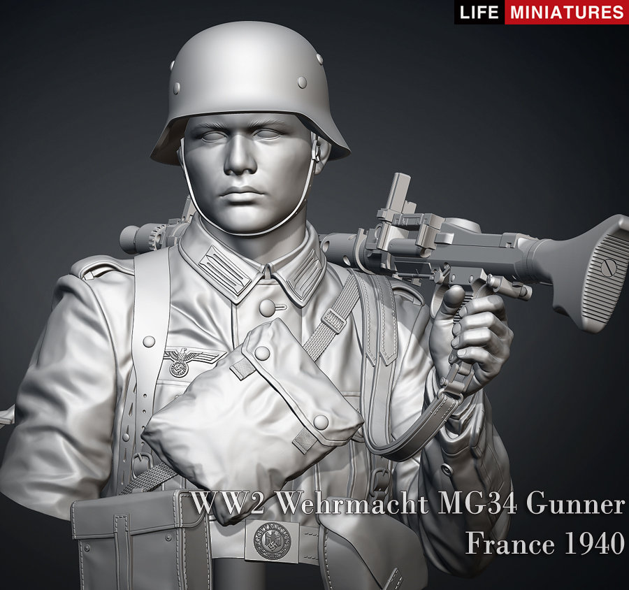 1/10 WWII German Wehrmacht MG34 Gunner, France 1940 - Click Image to Close