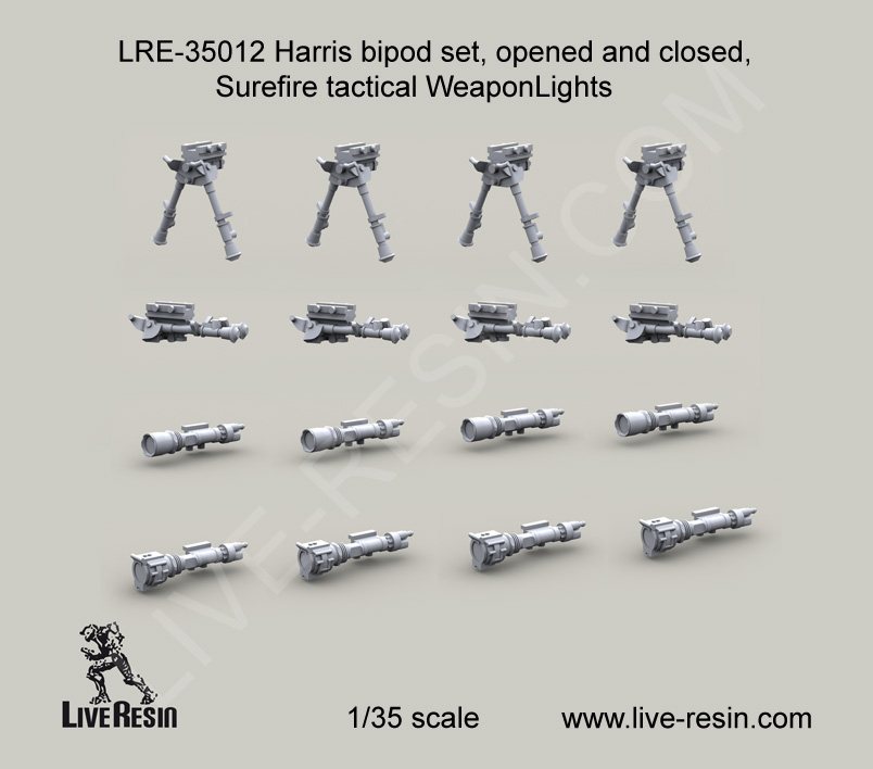 1/35 Harris Bipod Set & Surefire Tactical Weapon Lights - Click Image to Close