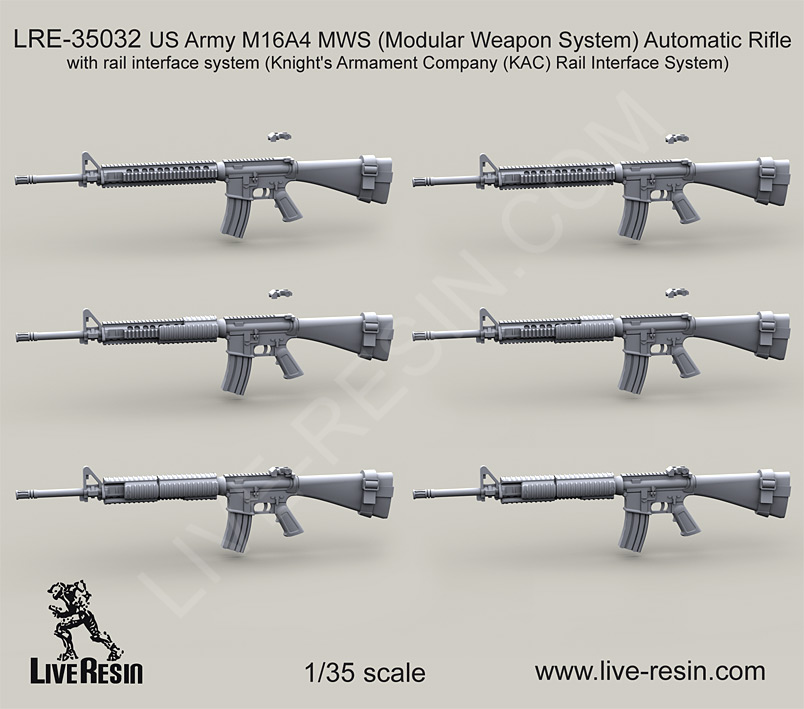 1/35 US Army M16A4 MWS (Modular Weapon System) Automatic Rifle - Click Image to Close