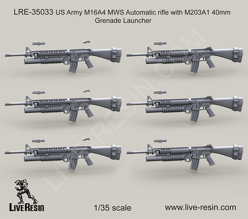 1/35 US Army M16A4 MWS Automatic Rifle with M203A1 40mm - Click Image to Close