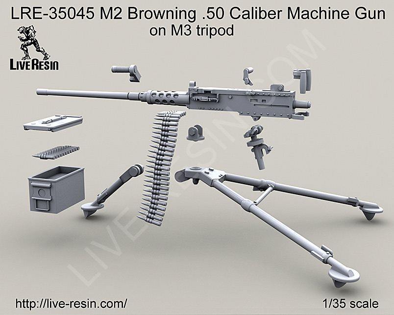 1/35 M2 Browning Cal.50 Machine Gun on M3 Tripod #1 - Click Image to Close