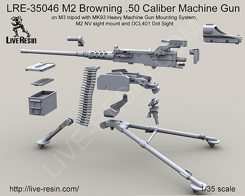 1/35 M2 Browning Cal.50 Machine Gun on M3 Tripod #2 - Click Image to Close