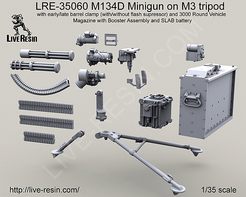1/35 M134D Minigun on M3 Tripod with Early/Late Barrel Clamp - Click Image to Close