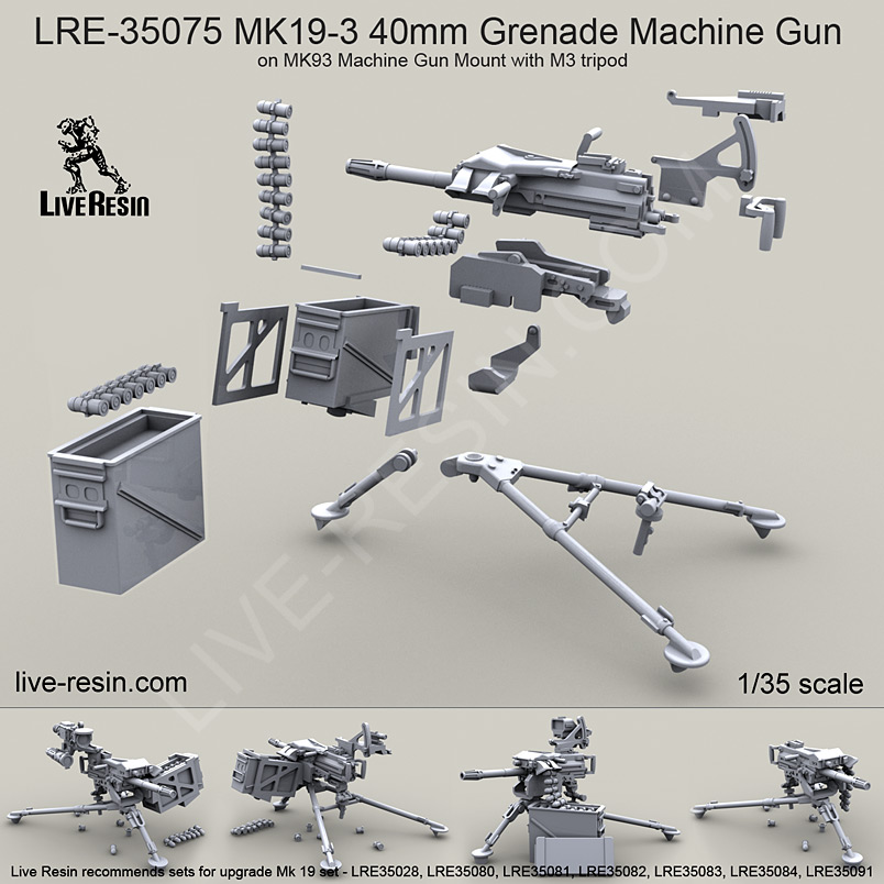 1/35 MK19-3 40mm Grenade Machine Gun with M3 Tripod #1 - Click Image to Close