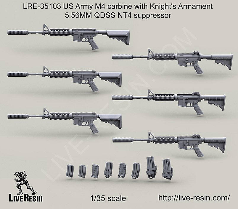 1/35 US Army M4 Carbine with 5.56MM QDSS NT4 Suppressor - Click Image to Close