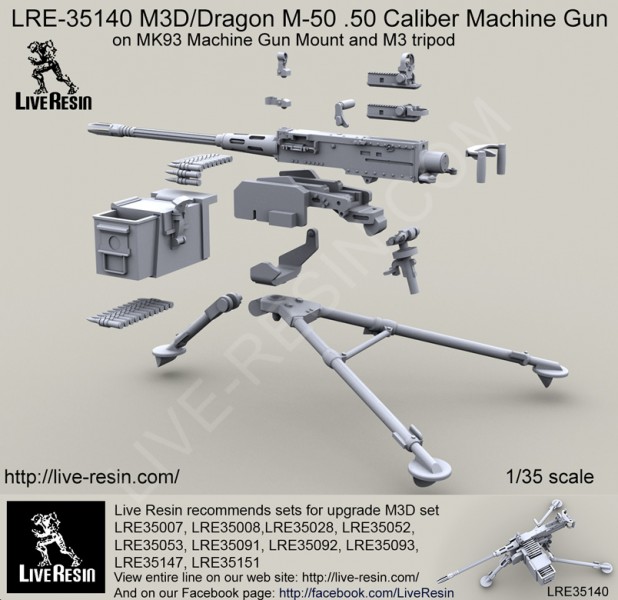 1/35 M3D/Dragon M50 Cal.50 Machine Gun on M3 Tripod - Click Image to Close