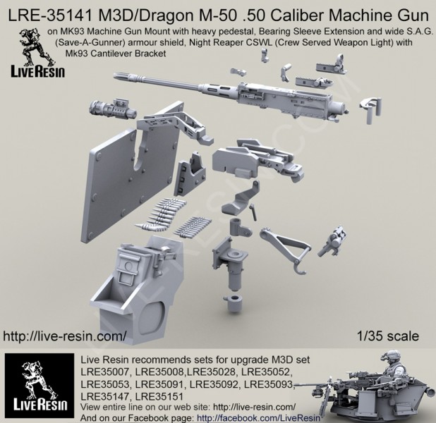 1/35 M3D/Dragon M50 Cal.50 Machine Gun on MK.93 Mount - Click Image to Close