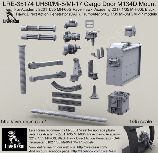 1/35 UH-60/Mi-8/MI-17 Cargo Door M134D Mount - Click Image to Close