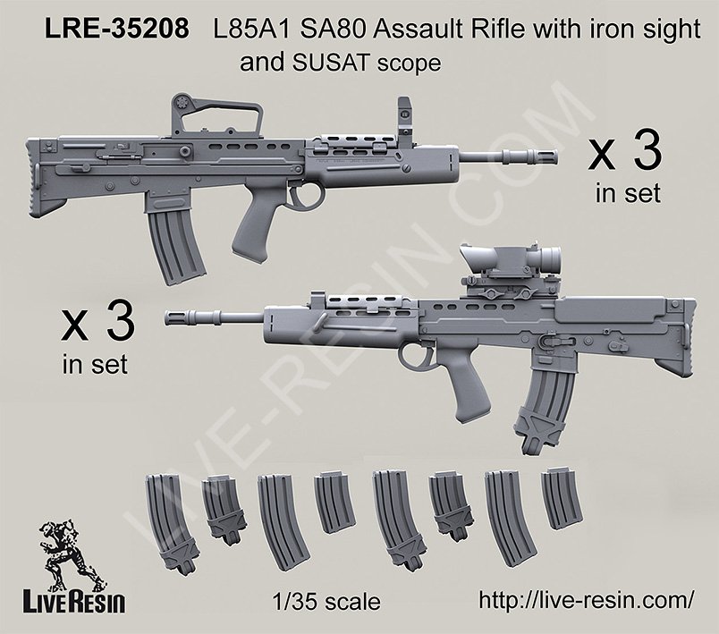 1/35 L85A1 SA80 Assault Rifle with Iron Sight and SUSAT Scope - Click Image to Close