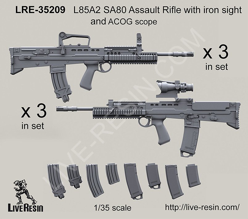 1/35 L85A2 SA80 Assault Rifle with Iron Sight and ACOG Scope - Click Image to Close