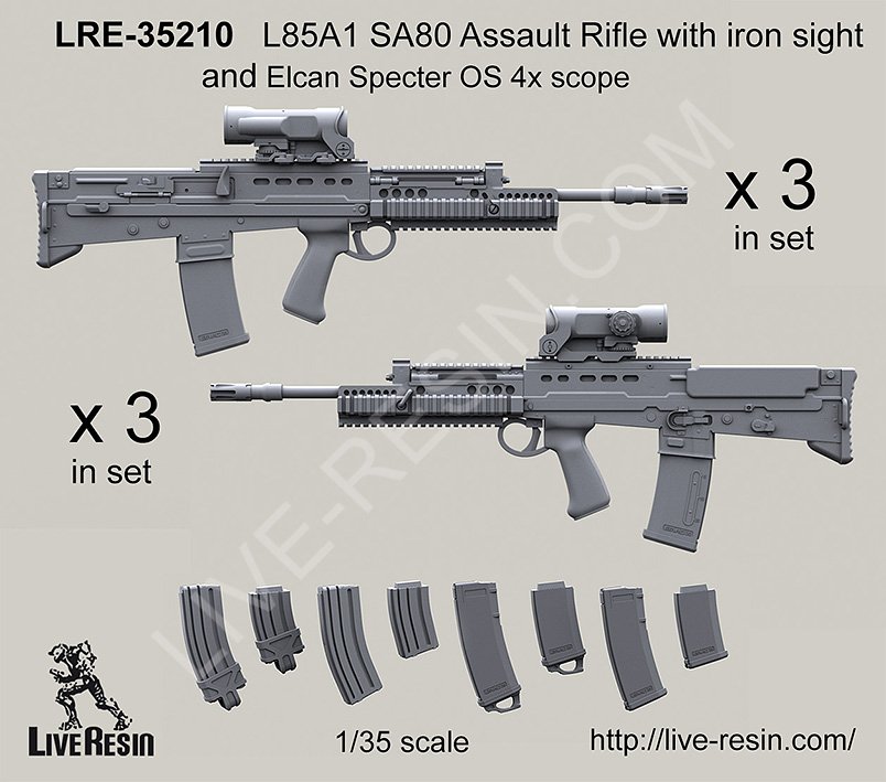 1/35 L85A1 SA80 Assault Rifle with Iron Sight and Elcan Specter - Click Image to Close