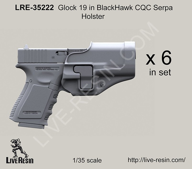 1/35 Glock 19 in Black Hawk CQC Serpa Holster - Click Image to Close