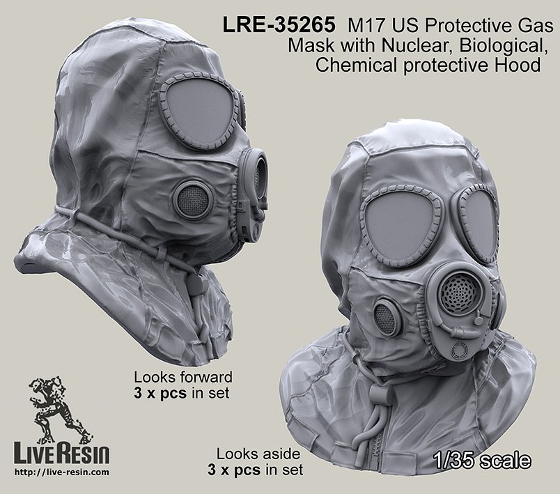 1/35 M17 US Protective Gasmask with NBC Hood - Click Image to Close