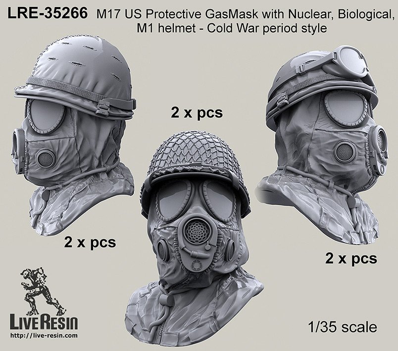 1/35 M17 US Protective Gasmask with NBC Hood & M1 Helmet - Click Image to Close