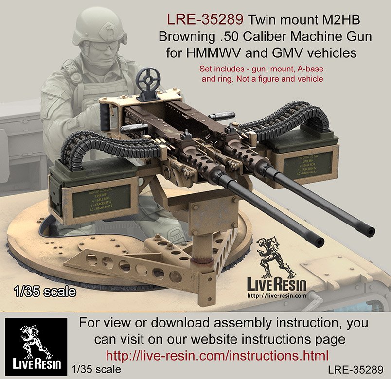 1/35 Twin Mount M2 Browning Cal.50 MG for Humvee & GMV - Click Image to Close