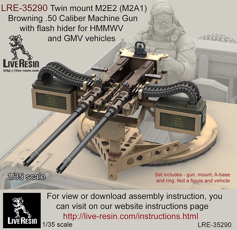 1/35 Twin Mount M2E2 (M2A1) Browning Cal.50 MG for Humvee & GMV - Click Image to Close