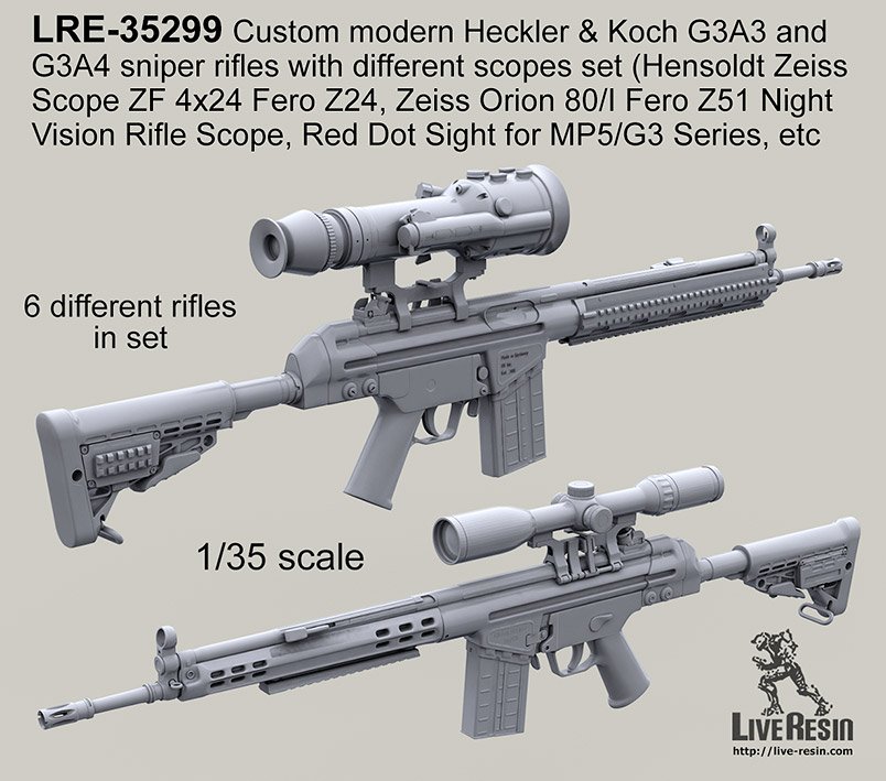 1/35 Custom Modern G3A3 and G3A4 Sniper Rifles - Click Image to Close