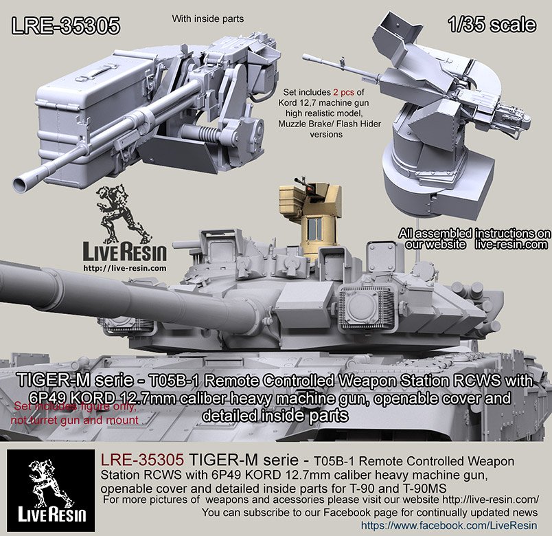 1/35 T05B-1 RCWS with 6P49 Kord 12.7mm MG for T-90 and T-90MS - Click Image to Close